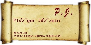 Pláger Jázmin névjegykártya